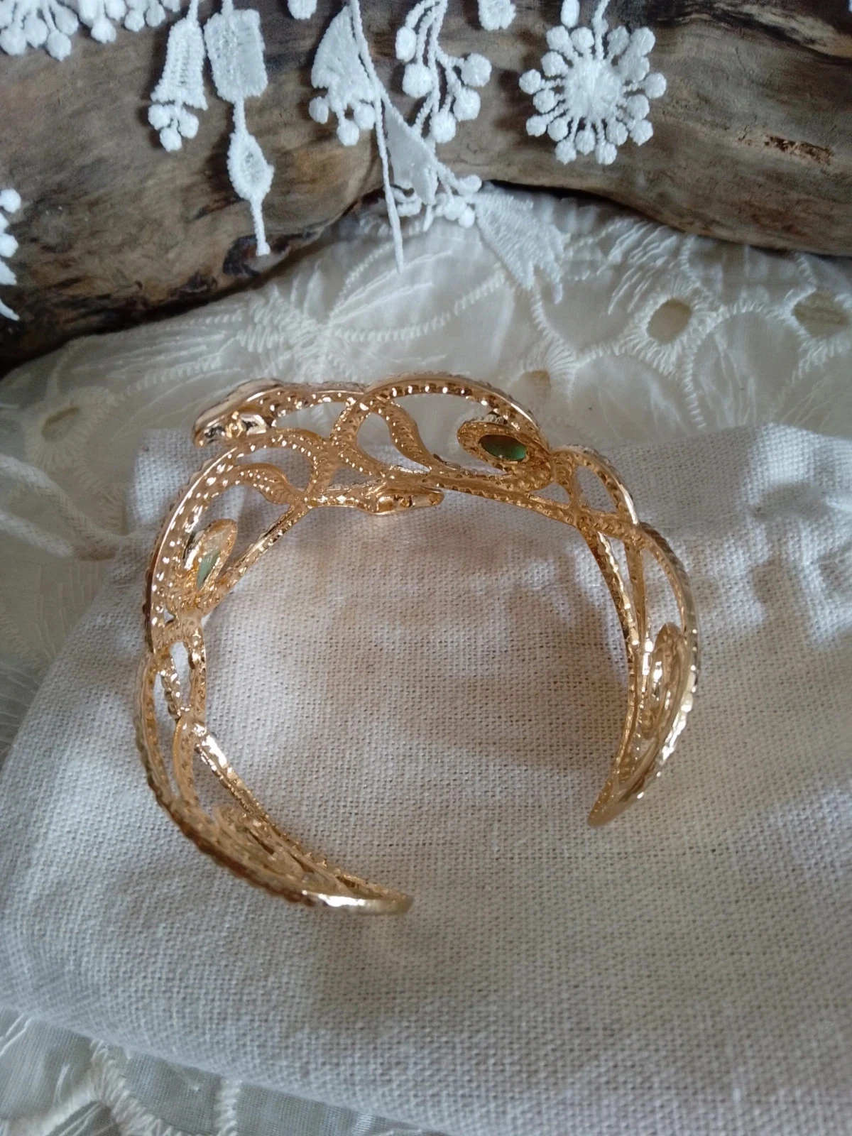 Armband van roségoud met Afrikaanse turkoois steen en slang – photo 4